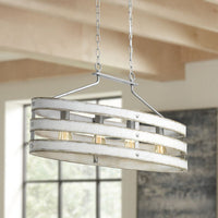 Gulliver Collection Four-Light Galvanized Finish Coastal Linear Chandelier Light - Dry Location Listed