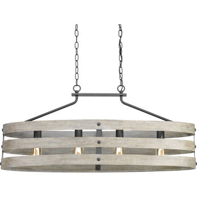 Gulliver Collection Four-Light Graphite Coastal Linear Chandelier Light - Dry Location Listed