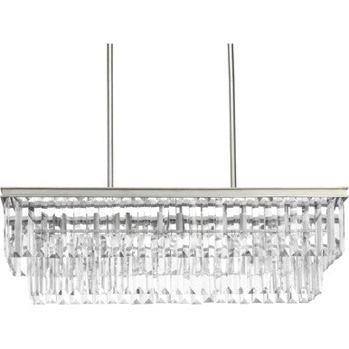 Glimmer Collection Four-Light Silver Ridge Luxe Linear Chandelier Light - Dry Location Listed