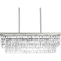 Glimmer Collection Four-Light Silver Ridge Luxe Linear Chandelier Light - Dry Location Listed