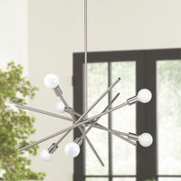 Astra Collection Six-Light Brushed Nickel Mid-Century Modern Chandelier Light - Dry Location Listed