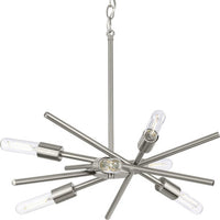 Astra Collection Six-Light Brushed Nickel Mid-Century Modern Chandelier Light - Dry Location Listed