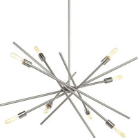 Astra Collection Eight-Light Brushed Nickel Mid-Century Modern Chandelier Light - Dry Location Listed