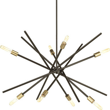 Astra Collection Eight-Light Antique Bronze Mid-Century Modern Chandelier Light - Dry Location Listed