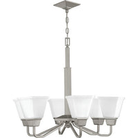 Clifton Heights Collection Six-Light Brushed Nickel Etched Glass Craftsman Chandelier Light - Dry Location Listed