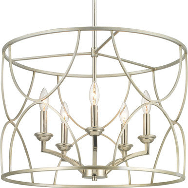 Landree Collection Five-Light Silver Ridge Luxe Chandelier Light - Dry Location Listed