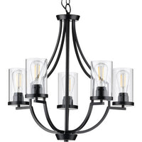 Lassiter Collection Five-Light Matte Black Clear Glass Modern Chandelier Light - Dry Location Listed