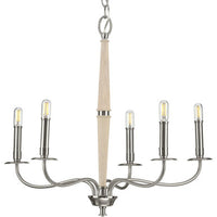 Durrell Collection Five-Light Brushed Nickel Coastal Chandelier Light - Dry Location Listed