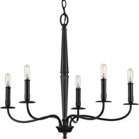 Durrell Collection Five-Light Matte Black Coastal Chandelier Light - Dry Location Listed