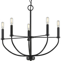 Leyden Collection Five-Light Matte Black Farmhouse Style Chandelier - Dry Location Listed