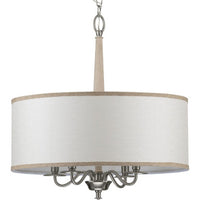 Durrell Collection Four-Light Brushed Nickel Sailcloth Linen Fabric Shade Coastal Chandelier Light - Dry Location Listed