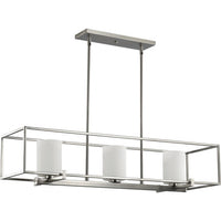 Chadwick Collection Three-Light Brushed Nickel Etched Opal Glass Modern Chandelier Light - Dry Location Listed