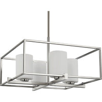 Chadwick Collection Four-Light Brushed Nickel Etched Opal Glass Modern Chandelier Light - Dry Location Listed