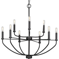 Leyden Collection Nine-Light Matte Black Farmhouse Style Chandelier Light - Dry Location Listed
