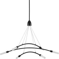 Kylo LED Collection Six-Light Matte Black and Frosted Acrylic Modern Style Chandelier Light - Damp Location Listed