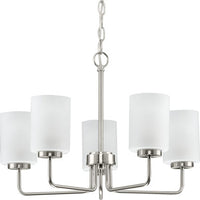 Merry Collection Five-Light Brushed Nickel and Etched Glass Transitional Style Chandelier Light - Dry Location Listed