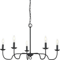 Canebrake Collection Five-Light Matte Black Farmhouse Chandelier Light - Dry Location Listed