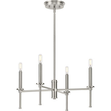 Elara Collection Four-Light New Traditional Brushed Nickel Chandelier Light - Dry Location Listed