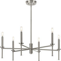 Elara Collection Six-Light New Traditional Brushed Nickel Chandelier Light - Dry Location Listed