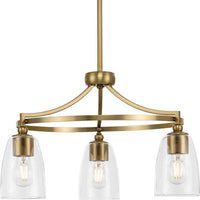 Parkhurst Collection Three-Light New Traditional Brushed Bronze Clear Glass Chandelier Light - Dry Location Listed