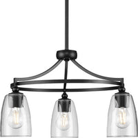 Parkhurst Collection Three-Light New Traditional Matte Black Clear Glass Chandelier Light - Dry Location Listed