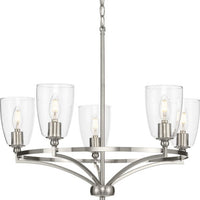 Parkhurst Collection Five-Light New Traditional Brushed Nickel Clear Glass Chandelier Light - Dry Location Listed