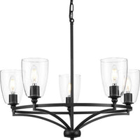 Parkhurst Collection Five-Light New Traditional Matte Black Clear Glass Chandelier Light - Dry Location Listed