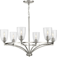 Parkhurst Collection Six-Light New Traditional Brushed Nickel Clear Glass Chandelier Light - Dry Location Listed