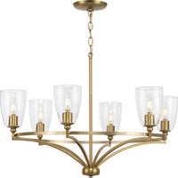 Parkhurst Collection Six-Light New Traditional Brushed Bronze Clear Glass Chandelier Light - Dry Location Listed