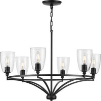 Parkhurst Collection Six-Light New Traditional Matte Black Clear Glass Chandelier Light - Dry Location Listed