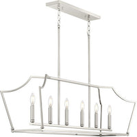 Parkhurst Collection Six-Light New Traditional Brushed Nickel Linear Island Chandelier Light - Dry Location Listed