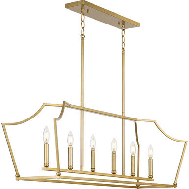 Parkhurst Collection Six-Light New Traditional Brushed Bronze Linear Island Chandelier Light - Dry Location Listed