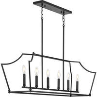 Parkhurst Collection Six-Light New Traditional Matte Black Linear Island Chandelier Light - Dry Location Listed
