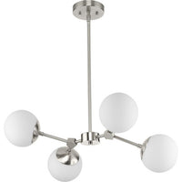 Haas Collection Four-Light Brushed Nickel Mid-Century Modern Chandelier - Dry Location Listed