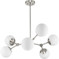 Haas Collection Six-Light Brushed Nickel Mid-Century Modern Chandelier - Dry Location Listed