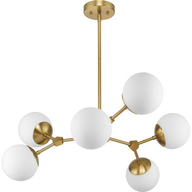 Haas Collection Six-Light Brushed Bronze Mid-Century Modern Chandelier - Dry Location Listed - P400308-109