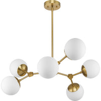 Haas Collection Six-Light Brushed Bronze Mid-Century Modern Chandelier - Dry Location Listed - P400308-109