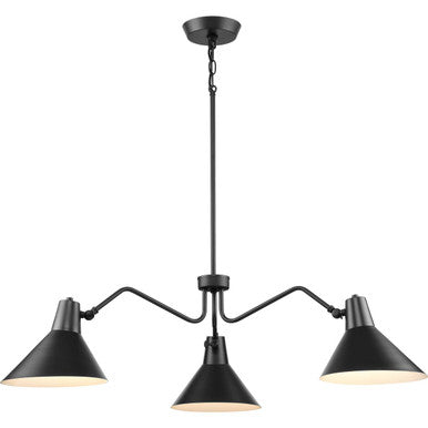 Trimble Collection Three-Light Matte Black Chandelier - Dry Location Listed