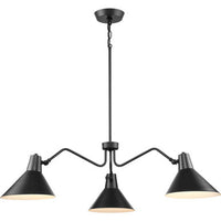 Trimble Collection Three-Light Matte Black Chandelier - Dry Location Listed