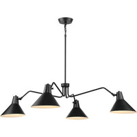 Trimble Collection Four-Light Matte Black Chandelier - Dry Location Listed