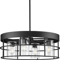 Burgess Collection Four-Light Matte Black Modern Farmhouse Chandelier - Dry Location Listed