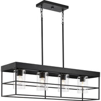 Burgess Collection Four-Light Matte Black Modern Farmhouse Island Light - Dry Location Listed