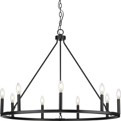 Gilliam Collection Nine-Light Matte Black New Traditional Chandelier - Dry Location Listed