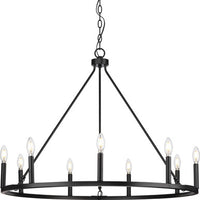 Gilliam Collection Nine-Light Matte Black New Traditional Chandelier - Dry Location Listed