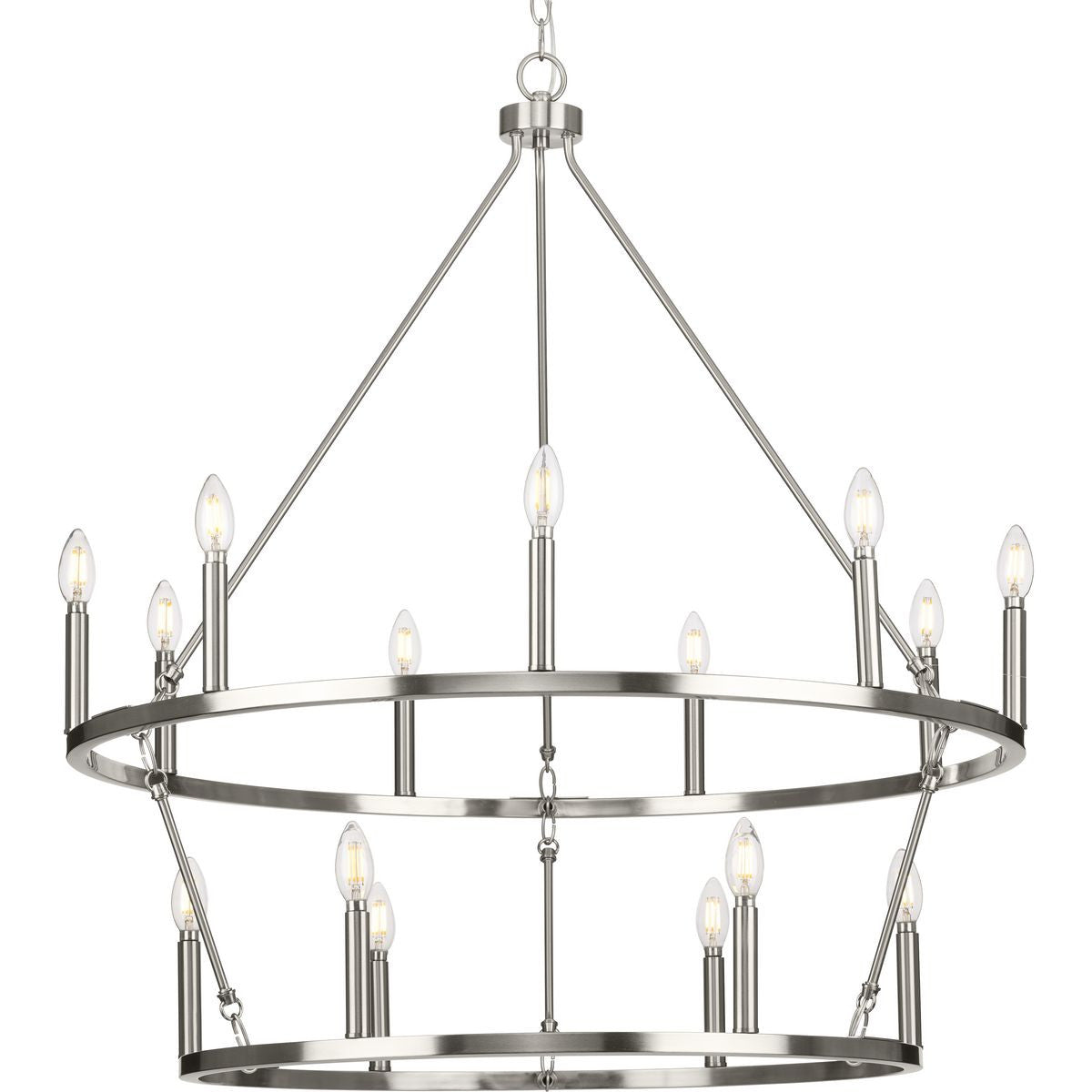 Progress Lighting Chandeliers Light - Gilliam Collection Fifteen-Light Brushed Nickel New Traditional Chandelier - Model P400315-009