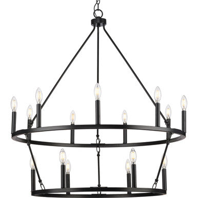 Gilliam Collection Fifteen-Light Matte Black New Traditional Chandelier - Dry Location Listed