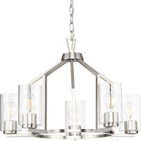 Goodwin Collection Five-Light Brushed Nickel Modern Farmhouse Chandelier - Dry Location Listed