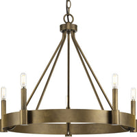 Breckenridge Collection Five-Light Aged Bronze Rustic Farmhouse Chandelier - Dry Location Listed