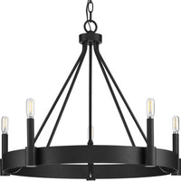 Breckenridge Collection Five-Light Matte Black Rustic Farmhouse Chandelier - Dry Location Listed