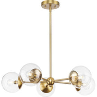 Atwell Collection Five-Light Brushed Bronze Mid-Century Modern Chandelier - Dry Location Listed